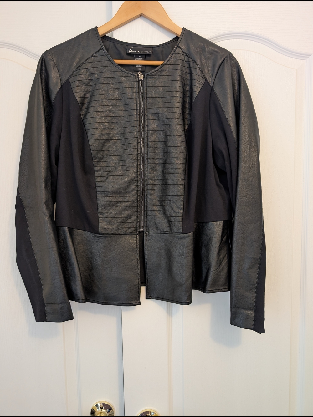 Women's Black Faux Leather Zip-Front Jacket